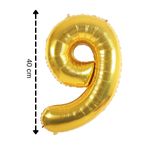 ELGALA Folyo Balon 9 Rakamı Helyum Balon 40 Cm Altın Renk