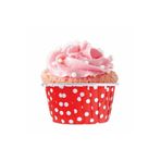 ELGALA Muffin Cupcake Kek Kalıbı Kapsülü Kırmızı Renk Beyaz Puantiyeli Özel Pet Kapsül 20adet