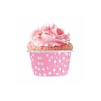 ELGALA Muffin Cupcake Kek Kalıbı Kapsülü Pembe Renk Beyaz Puantiyeli Özel Pet Kapsül 20 Adet
