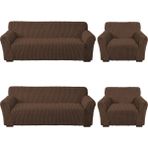 Elgeyar Bürümcük Koltuk Kanepe ,çekyat Örtüsü ,strech Pamuklu , Boydan Bürümcük 3+3+1+1 - 180 x 230 cm - Koyu Kahve