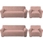 Elgeyar Bürümcük Koltuk Kanepe ,çekyat Örtüsü ,strech Pamuklu , Boydan Bürümcük 3+3+1+1 - 180 x 230 cm - Pembe