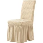 Elgeyar Bürümcük Sandalye Kılıfı,sandalye Örtüsü Etekli, Lastıkli, Standart 6li - 35 x 50 cm - Bej