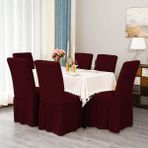 Elgeyar Bürümcük Sandalye Kılıfı,sandalye Örtüsü Etekli, Lastıkli, Standart 6li - 35 x 50 cm - Bordo