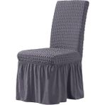Elgeyar Bürümcük Sandalye Kılıfı,sandalye Örtüsü Etekli, Lastıkli, Standart 6li - 35 x 50 cm - Gri