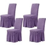 Elgeyar Bürümcük Sandalye Kılıfı,sandalye Örtüsü Etekli, Lastıkli, Standart 6li - 35 x 50 cm - Lila