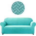 Elgeyar Hasır Desen Likra Kumaş Koltuk ,kanepe .çekyat Örtüsü Esnekli 3kişilik Koltuk Için - 180 x 230 cm - Mint