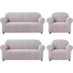 Elgeyar Jakarli Koltuk ,kanepe ,çekyat Örtüsü Çubuk Desen ( 3+3+1+1 ) - Vizon - 180 x 230 cm