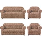 Elgeyar Jakarli Koltuk ,kanepe ,çekyat Örtüsü Şal Desen Esnekli Eteksiz3+3+1+1takım Için - 180 x 230 cm - Bej