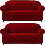 Elgeyar Jakarli Koltuk ,kanepe ,çekyat Örtüsü Şal Desen Esnekli Eteksiz3+3takım Için - 180 x 230 cm - Bordo