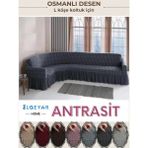 Elgeyar Jakarli L Köşe Koltuk Örtüsü ,koltuk Kılıfı Şal Desen (350CM) - 180 x 350 cm - Antrasit