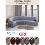 Elgeyar Jakarli L Köşe Koltuk Örtüsü ,koltuk Kılıfı Şal Desen (350CM) - 180 x 350 cm - Gri