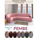 Elgeyar Jakarli L Köşe Koltuk Örtüsü ,koltuk Kılıfı Şal Desen (350CM) - 180 x 350 cm - Pembe