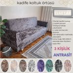 Elgeyar Kadife Koltuk, Kanepe, Çekyat Örtüsü , Koltuk Kılıfı( 3 Kişilik) - Antrasit - 180 x 230 cm