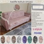 Elgeyar Kadife Koltuk, Kanepe, Çekyat Örtüsü , Koltuk Kılıfı( 3 Kişilik) - Pembe - 180 x 230 cm