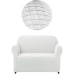 Elgeyar Likrali Koltuk, Kanepe, Çekyat Örtüsü 2 Kişilik Koltuk Örtüsü Lastikli, Pitikare Desen - 120 x 175 cm - Beyaz