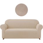 Elgeyar Likrali Koltuk, Kanepe, Çekyat Örtüsü 3 Kişilik Koltuk Örtüsü Lastikli, Pitikare Desen - 180 x 230 cm - Vizon