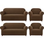 Elgeyar Likrali Koltuk, Kanepe, Çekyat Örtüsü Lastikli, Pitikare Desen3+3+1+1 - 180 x 230 cm - Kahve