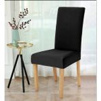 Elgeyar likrali Sandalye Örtüsü, Sandalye Kılıfı, Lastikli ,standart (1 Paket 6 Adet) - 38 x 75 cm - Siyah
