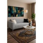 ELHAS Bohem Kumaş 3 Kişilik Koltuk Örtüsü | Kenepe Örtüsü | Lastikli | Esnek | Yıkanabilir - 200 x 230 cm - Gri