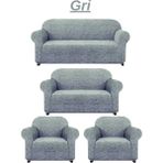 Elhoş 3+2+1+1 Dokuma Jakar Koltuk Örtüsü. Lastikli, Esnek, Yıkanabilir Koltuk, Kanepe, Çekyat Örtüsü - 180 x 230 cm - Gri