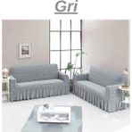 Elhoş Jakarlı 3+3 Koltuk Takımı Örtüsü. Lastikli, Esnek, Yıkanabilir Koltuk, Kanepe, Çekyat Kılıfı. MEOI292. - 180 x 230 cm - Gri