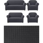 Elhoş Likrali 3+2+1+1 Lastikli Koltuk Takımı Kılıfı. Çekyat Koltuk Örtüsü Streç Esnek Kanepe Kılıfı UERE539. - 180 x 230 cm - Antrasit