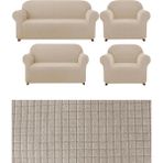 Elhoş Likrali 3+2+1+1 Lastikli Koltuk Takımı Kılıfı. Çekyat Koltuk Örtüsü Streç Esnek Kanepe Kılıfı UERE539. - 180 x 230 cm - Vizon