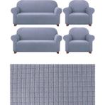 Elhoş Likrali 3+3+1+1 Lastikli Koltuk Takımı Kılıfı. Çekyat Koltuk Örtüsü Streç Esnek Kanepe Kılıfı - 180 x 230 cm - Gri