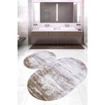 Eliana Home Dijital Baskı Modern Banyo Halısı Ikili Banyo Paspası LNA5-HY944 100 x 60+60 x 50 cm - Kahverengi