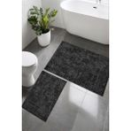 Eliana Home Dijital Baskı Modern Banyo Halısı Ikili Banyo Paspası LNA5-SD1185 100X60+60X50 cm - Siyah
