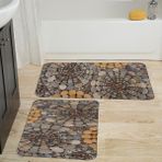 Eliana Home Dijital Baskı Modern Banyo Halısı Ikili Banyo Paspası LNA5010 100X60+60X50 cm - Kahverengi