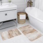 Eliana Home Dijital Baskı Modern Banyo Halısı Ikili Banyo Paspası LNA5103 100X60+60X50 cm - Kahverengi