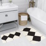 Eliana Home Dijital Baskı Modern Banyo Halısı Ikili Banyo Paspası LNA5150 100X60+60X50 cm - Siyah