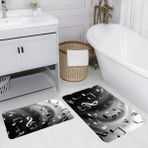 Eliana Home Dijital Baskı Modern Banyo Halısı Ikili Banyo Paspası LNA5152 100X60+60X50 cm - Siyah