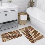 Eliana Home Dijital Baskı Modern Banyo Halısı Ikili Banyo Paspası LNA5202 100X60+60X50 cm - Kahverengi