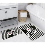 Eliana Home Dijital Baskı Modern Banyo Halısı Ikili Banyo Paspası LNA5236 100X60+60X50 cm - Siyah