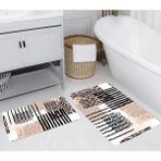 Eliana Home Dijital Baskı Modern Banyo Halısı Ikili Banyo Paspası LNA5238 100X60+60X50 cm - Siyah