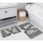 Eliana Home Dijital Baskı Modern Banyo Halısı Ikili Banyo Paspası LNA5242 100X60+60X50 cm - Siyah