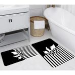 Eliana Home Dijital Baskı Modern Banyo Halısı Ikili Banyo Paspası LNA5255 100X60+60X50 cm - Siyah
