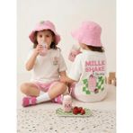 Elibaby Pamuklu Oversize Baskılı Tişört (Kırık Beyaz) - Şeker Pembe - 1 - 2 Yaş