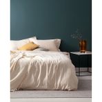 Elicia King Size%100 Pamuk Çizgili Saten Nevresim Takımı - Gold