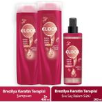 Elidor Şaç Bakım Şampuanı Brezilya Keratin Terapisi 400 ml x 2 - Sıvı Saç Bakım Sütü 200 ml x 1 - set