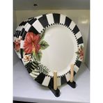 Elif Aksesuar Black Flower Porselen Servis Tabağı 26 cm