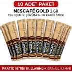 Elif Asya Ceyiz Tekstil Kahve Gold 2 gr 10 Adet Tek Içimlik Stick Çözünebilir Granül Kahve Paket