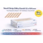 Elif Asya Ceyiz Tekstil Steril Strip Dikiş Bandı 12 x 101 mm Yara Kapatma Bandı Cilt Sabitleyici Strip 6lı Paket