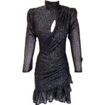 Elif Naz Moda Evi Payetli Boğazlı Fırfırlı Elbise Siyah