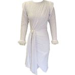 Elif Naz Moda Evi Sıfır Yaka Kuşaklı Elbise Beyaz