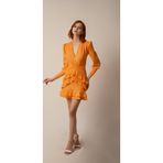 Elif Naz Moda Evi Turuncu Karpuz Kol Fırfırlı Elbise