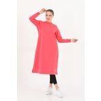 Elif Okur Tesettür Uzun Tunik 110cm Nar Çiçeği 1212