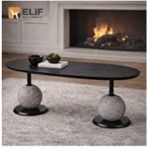 Elif Sandalye Eliptik Orta Sehpa 110X60 cm – Küre Ayaklı Modern Salon Sehpası - siyah
